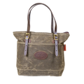 Waxed canvas and leather tote bag designed for everyday use.
