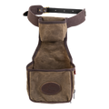 A handcrafted waxed canvas clay pigeon shooting sports bag. 