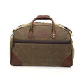 Handmade waxed canvas luggage bag.