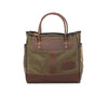 Handcrafted tote with premium rolled leather handles.