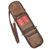 The inside has a zippered pocket and several slip pockets above for card storage and can be zipped closed before the flap is secured over.
